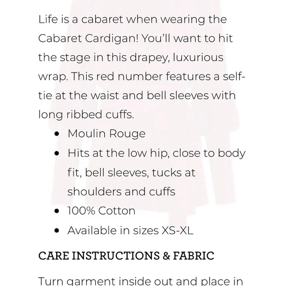 CAbi cabaret Red Cardigan Wrap Sweater with Bishop Sleeves - Picture 4 of 8